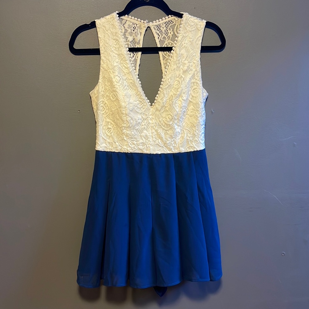 Envy Lace and Navy Blue Romper